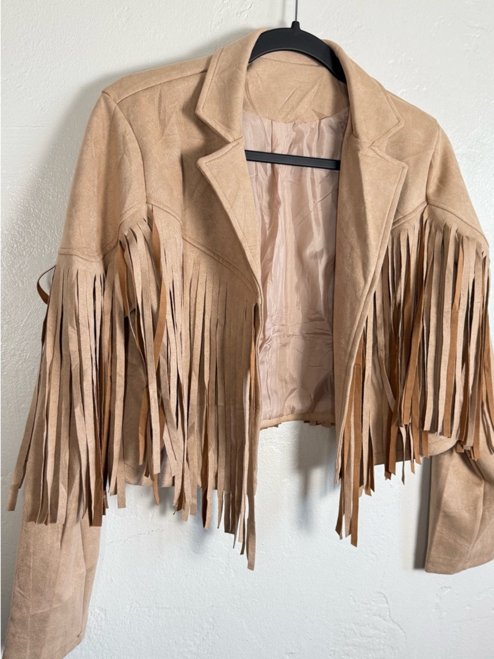 Western Boho Chic Fringed Suede Jacket Tan - Women's Western Style Size Small - Picture 6 of 10